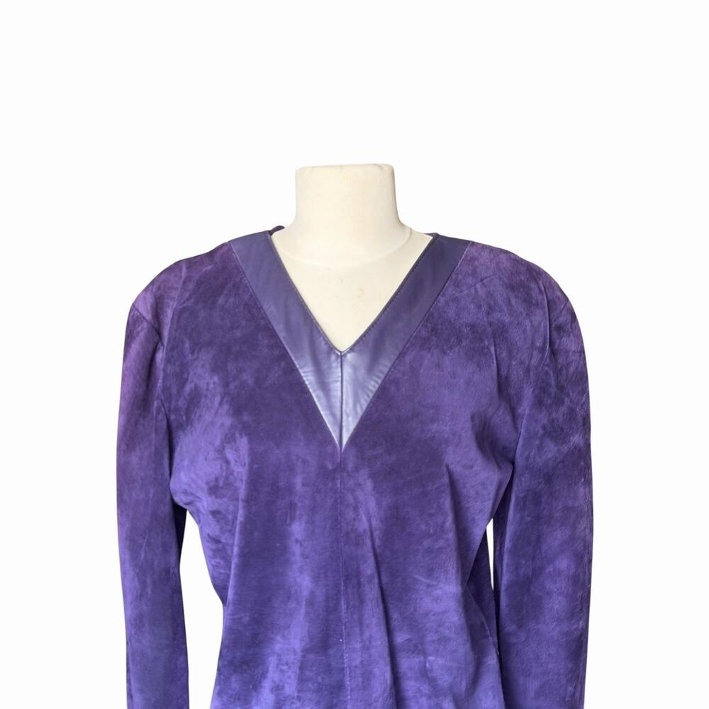 Vintage Liz Roberts Robert Elliott Purple Suede Two Piece Skirt Set Medium - Picture 6 of 16